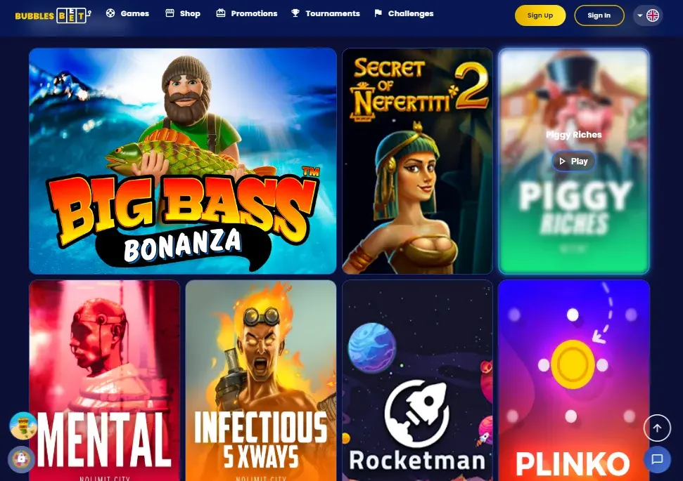 Online Games at Bubbles Bet Casino