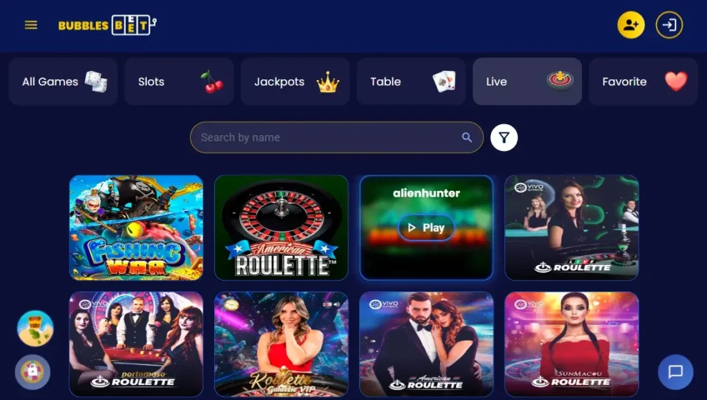 Live Dealer Titles at BubblesBet Online
