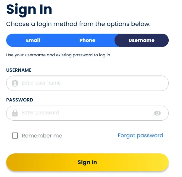 BubblesBet Login via Username
