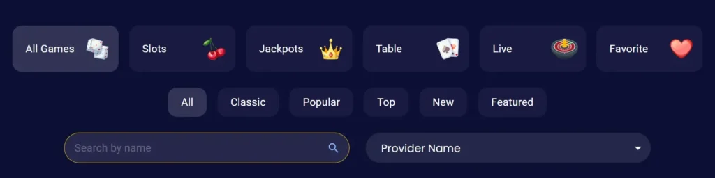 BubblesBet Online Games Category